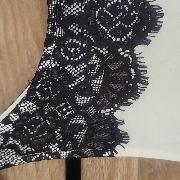 Express Small White Tank with Black Contrasting Lace Trim - Picture 2 of 6